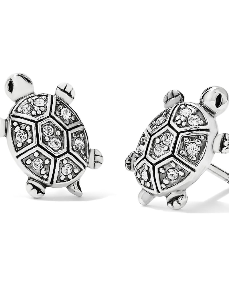 Front of a size O/S Fortune Turtle Posts in Silver in Silver by Brighton. | dia_product_style_image_id:330375